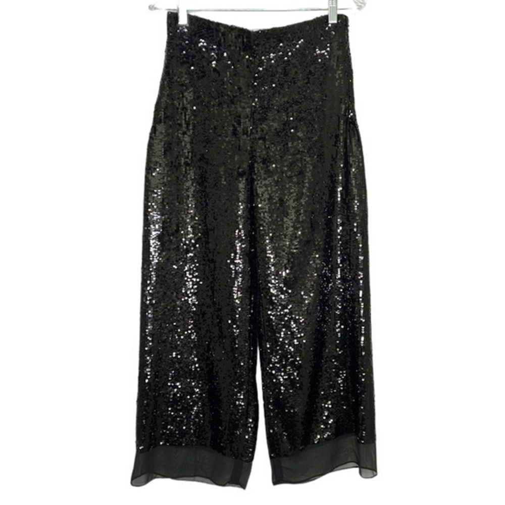 Zara Womens Black High Waisted Sequin Culottes Size Medium NWT